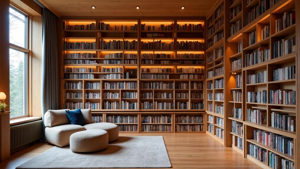 Maßgefertigte Bibliothek aus Zirbenholz
